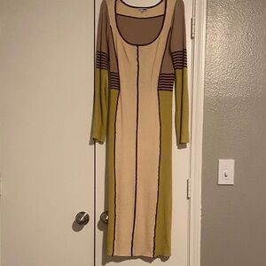 Elegant Multicolor Long Sleeve Dress